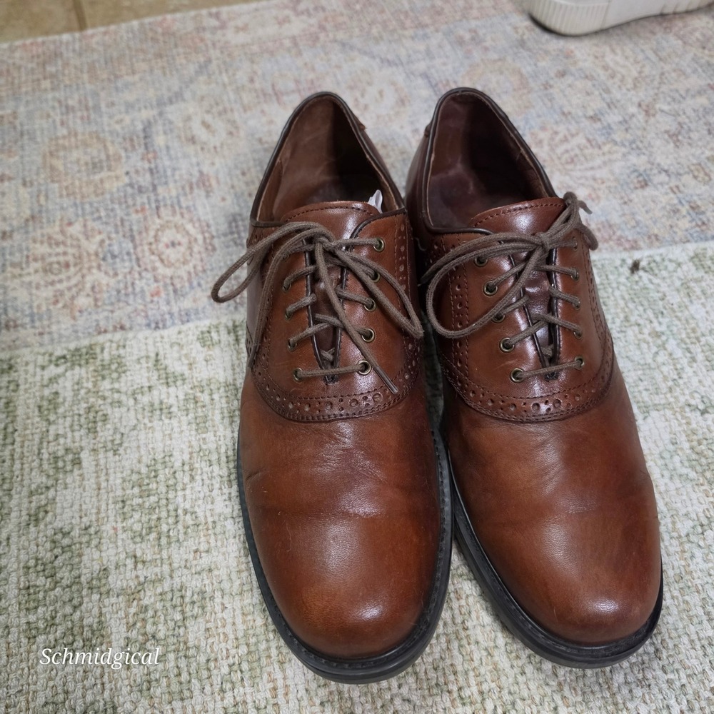 Johnston & Murphy Mens Brown Leather Brogue Oxford Dress Shoes 20-7258 Size 10W